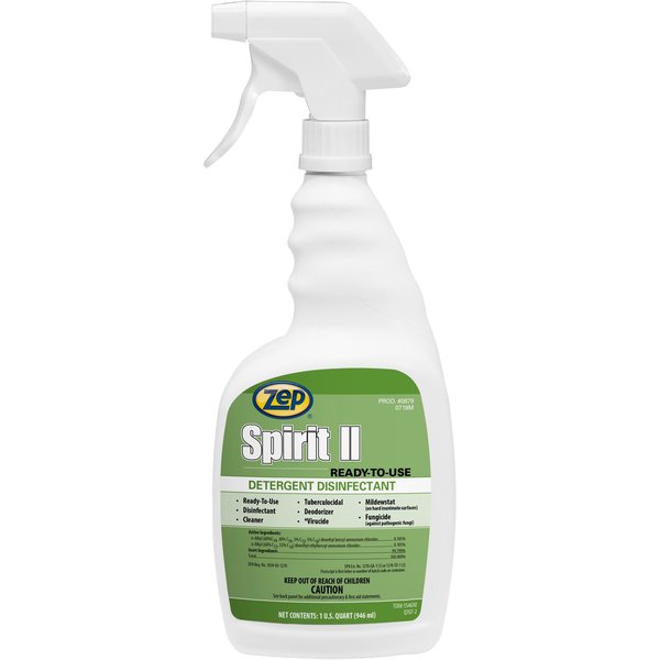 Zep Spirit II Detergent Disinfectant, 32 fl oz (1 quart) Citrus, Clear, 12 PK ZPE67909